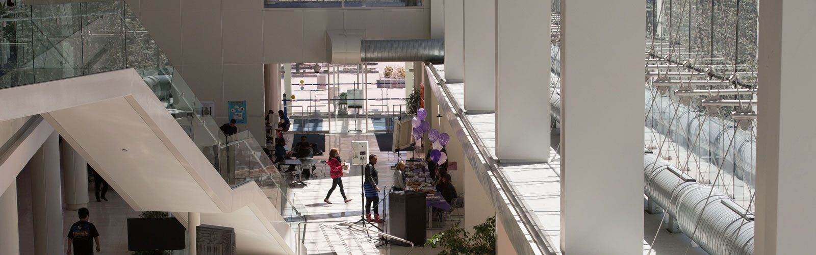 A view of the atrium at the Stamford campus